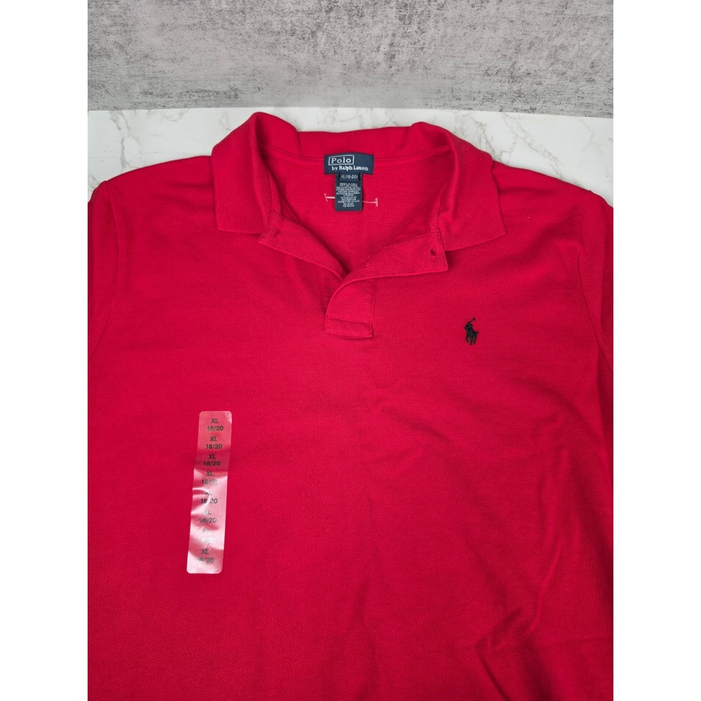 Polo Ralph Lauren Boys Red Short Sleeve Pique Polo Shirt Size XL 18-20 - Picture 2 of 6